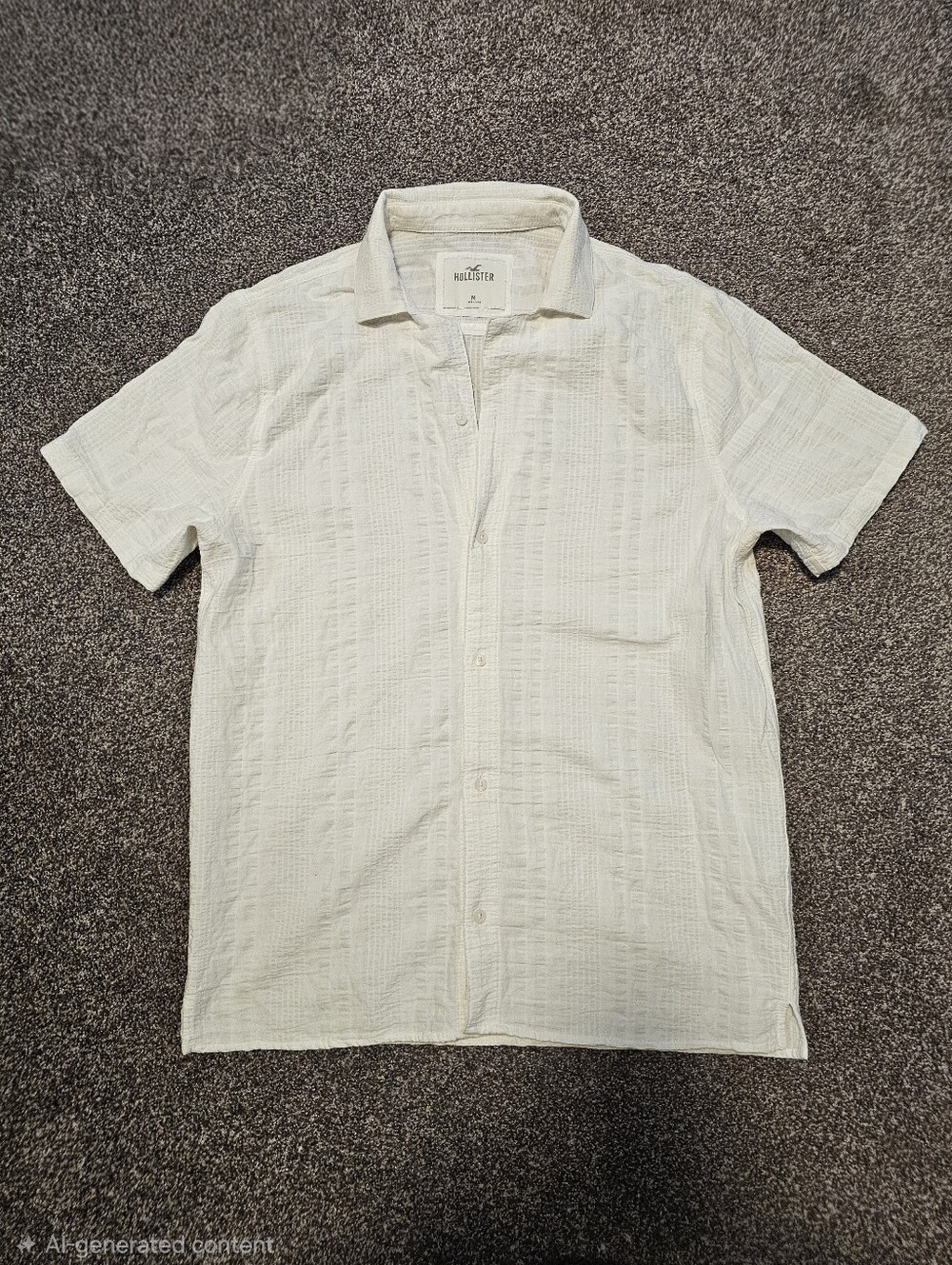 Hollister Men's White Short-Sleeve Button-Down Shirt